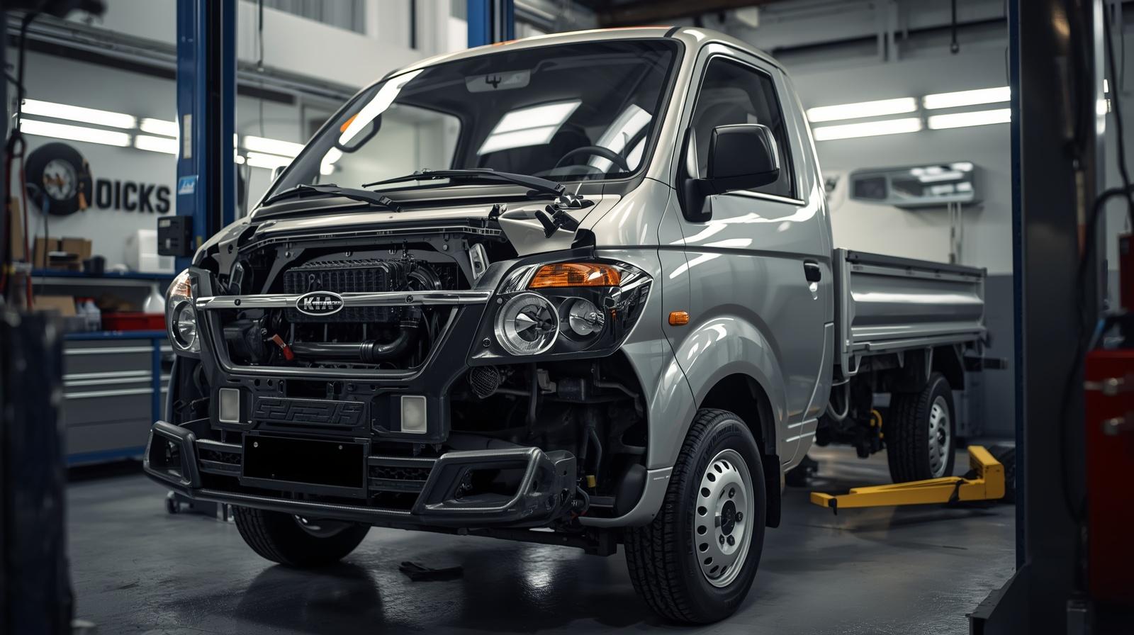 기아 봉고3의 주요 고질병인 프레임 부식 상태와 연료 시스템 점검 포인트를 시각적으로 나타낸 정비 지침용 이미지