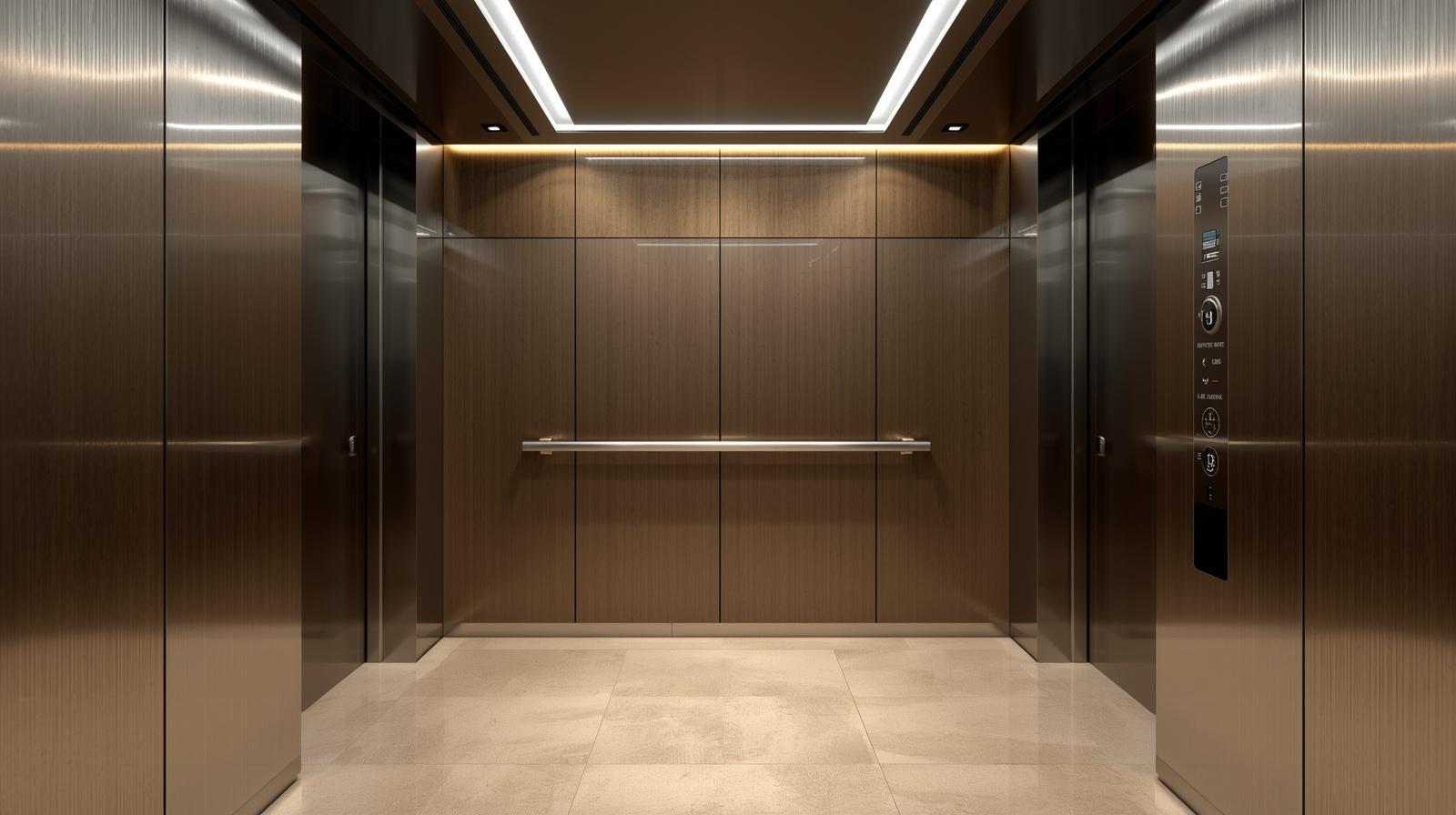 국내외 주요 엘리베이터 제조사의 브랜드별 디자인 특성과 스마트 디스플레이, 첨단 제어반 등 핵심 기술 요소를 시각적으로 비교한 인포그래픽 이미지